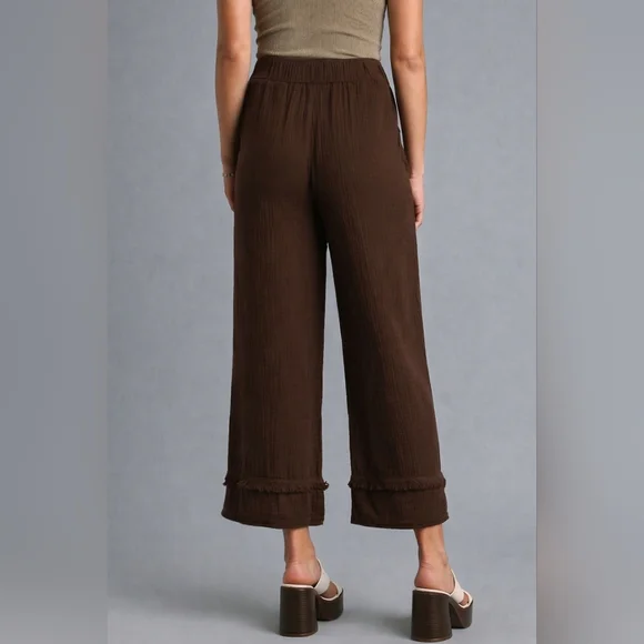 Umgee Chocolate Wide-Leg Pants Sz M, L - Picture 4 of 4